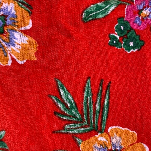 Old Navy Red Floral Hawaiian Linen Rayon Blend Shorts Sz 14 - Picture 7 of 11